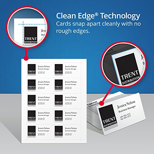 Avery Folded Two-Side Printable Clean Edge Business Cards for Inkjet Printers, White, Matte, Pack of 120 (8820)