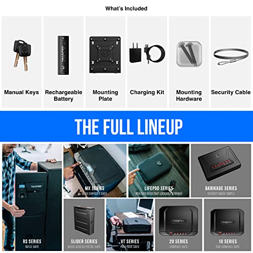 Vaultek Slider Series Rugged Bluetooth Smart Handgun Safe Quick Open Pistol Safe with Rechargeable Li-ion Battery (Biometric + WiFi)