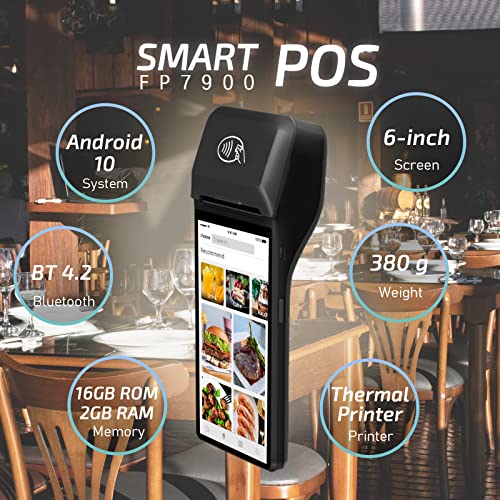 SMAJAYU Pos Receipt Printer Android 10 Handheld 6'' Pos Terminal with 58mm Thermal Receipt Printing with 4G,WiFi,Bluetooth for Small Business Retail,Built-in Google Play Support Loyverse, Kyte