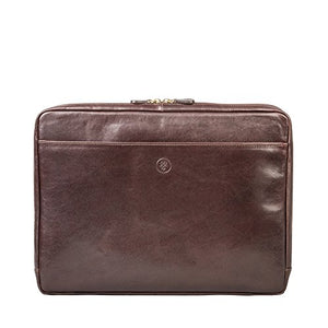Maxwell Scott Men's Leather 15 Inch Laptop Cover - Verzino Brown