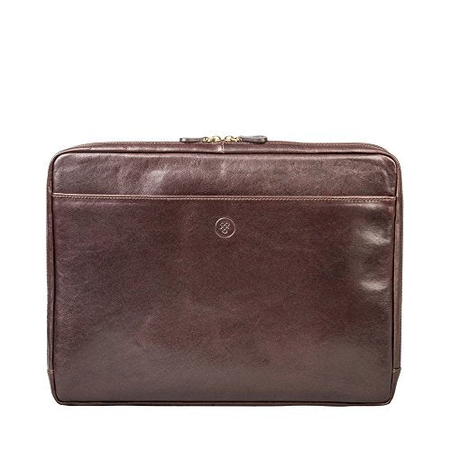 Maxwell Scott Men's Leather 15 Inch Laptop Cover - Verzino Brown