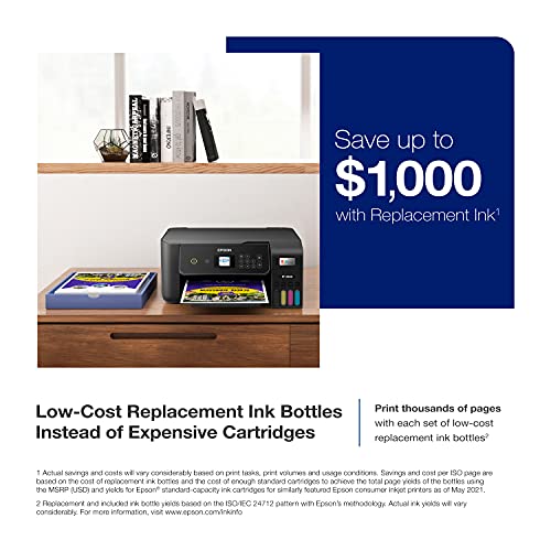 Epson EcoTank ET-2800 Wireless Color All-in-One Cartridge-Free Supertank Printer with Scan and Copy – The Ideal Basic Home Printer - Black