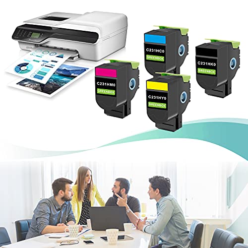 GREENBOX Remanufactured Toner Cartridge Replacement for Lexmark C231HK0 C231HC0 C231HM0 C231HY0 for C2325dw MC2325adw C2325 C2425dw MC2425adw MC2535adwe Printer (1 Black, 1 Cyan, 1 Magenta, 1 Yellow)