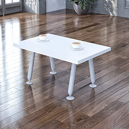 Casa Mare 71" Executive Home Office Suite | Made of Solid Wood | 3-Piece Set Including Long L Shaped Desk with Drawers, Coffee Table and Large Storage Cabinet | Modern Business Furniture | White