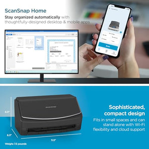 ScanSnap iX1600 Wireless/USB High-Speed Document Scanner with Touchscreen, Auto Feeder - Black