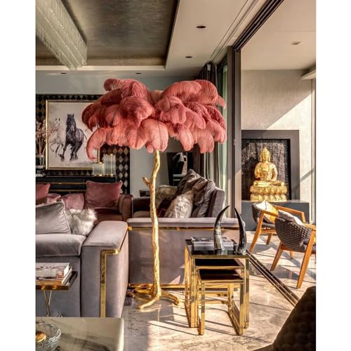 NBVNBV Modern Luxury Ostrich Feather Floor Lamp - Dimmable Standing Lamp for Villa, Home, Hotel - Nordic Decoration Home Resin Floor Lighting