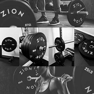 Zion Fitness Onyx 2 Inch 35 Lb Bumper Plates Set Olympic Weight Plates Rubber Bumper Weight Plate Pair, Stainless Steel Inserts Strength Training Plates Weight Lifting Plates