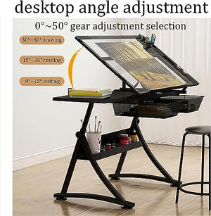 OGRAFF Drafting Table with Adjustable Height, Angle, and Storage - Drawing Desk Craft Station