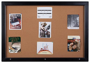 Black Aluminum Enclosed Corkboard Displays (18) 8-1/2 x 11-Inch Pages, Locking Swing-Open Style Door, with Rubber Gasket for Indoor Or Outdoor Use