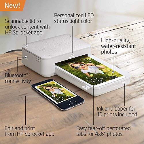 HP Sprocket Studio Photo Printer – Personalize & Print, Water-Resistant 4x6" Pictures (3MP72A)