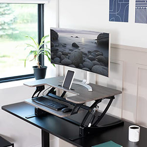 VIVO Height Adjustable Stand Up Desk Converter, V Series, Dual Monitor Riser Workstation, Gray/Black - DESK-V000VG