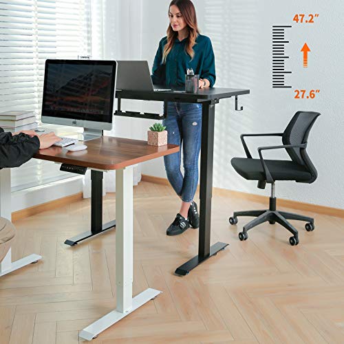 ELIVED Dual Motor Electric Standing Desk, 48 x 24 inches Height Adjustable Desk, Sit Stand Desk with Whole-Piece Tabletop and Memory for Home Office Workstation (White)