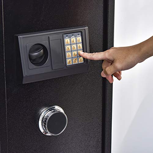 HOMCOM 56" Steel Electronic 5 Rifle Gun Safe Security Cabinet w/Digital Keypad, Keys,Padded Interior- Black