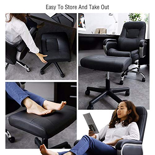 Footrest with Wheels, Height Adjustable 360° Rolling Leg Rest - White