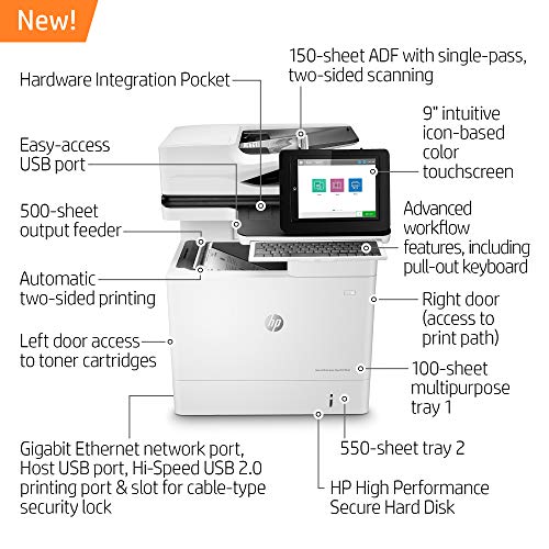 HP LaserJet Enterprise Flow MFP M634h Monochrome Multifunction Duplex Printer (7PS95A)