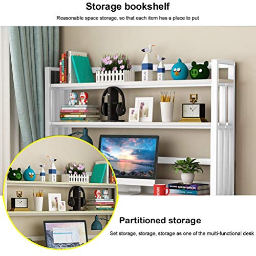 Computer Desk with Hutch Bookcase Bookshelf for Small Space, Office Desk Students Study Table Writing Desk Workstation with Shelf Storage Bookshelf for Home Office Dormitory (White)
