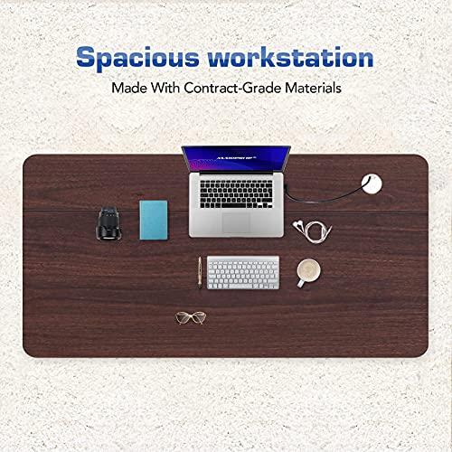 MAIDeSITe Dual Motor Electric Standing Desk Adjustable Height Computer Desk, 55 x 28 Inches Stand Up Desk Workstation Home Office Table, Black Frame/Walnut Top