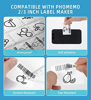 Phomemo M220 Pink Label Printer with Label Tape, Bluetooth Barcode Printer New Version with 1 Roll 40 x 30mm Tape and 3 Rolls 60 x 40mm Label Tapes for Barcode,Small Business and More