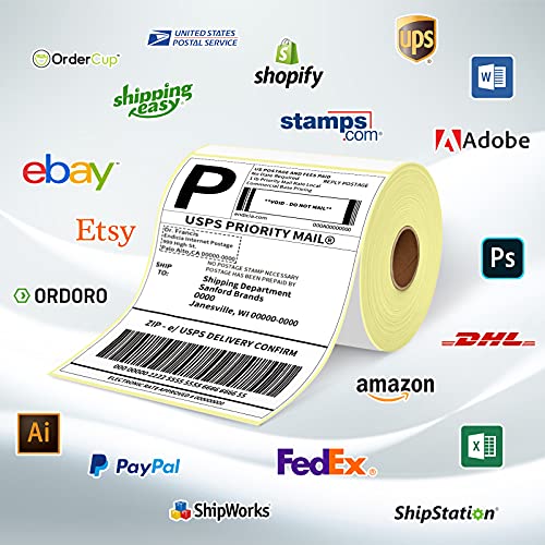 Bluetooth Label Printer and 2X 220pcs Roll Labels, Jiose 4x6 Shipping Thermal Printer for Android/iOS, Commercial Grade, 162mm/s High-Speed Printing