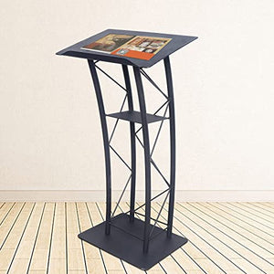 EESHHA Portable Black Stainless Steel Lectern Podium Pulpit Stand