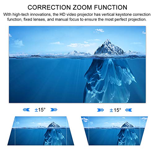 Lexsong HD Video Projector Native 1920×1080P and 300" Display LED LCD Portable Theater Projectors 6000 Lumens for Home Outdoor Company Compatible with TV Stick, Phone, PS4, HDMI, VGA, TF and USB