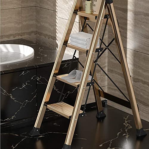 LUCEAE Folding 3 Step Alumiman Ladder - Multifunctional Adult Home Use