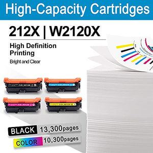6 Pack (3BK + 1C + 1M + 1Y) Compatible 212X | W2120X W2121X W2123X W2122X Remanufactured Toner Cartridge Replacement for HP Color Enterprise M554dn M555dn Printer Ink Cartridge (High Yield)