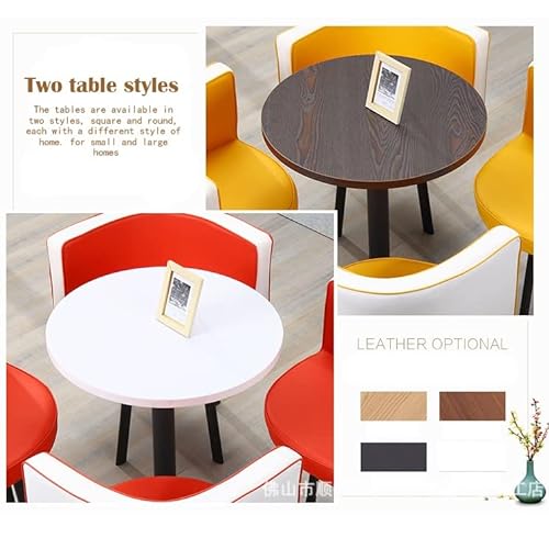 SYLTER Office Conference Dining Table Set with 4 Chairs and Coffee Table - Pink