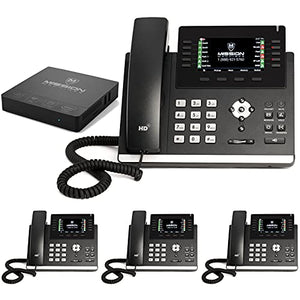MM MISSION MACHINES Business Phone System: Professional Pack - Auto Attendant/Voicemail, Cell & Remote Extensions, Call Recording - 2 Months Service (4 Phone Bundle)