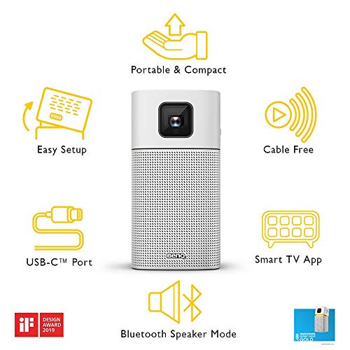 BenQ GV1 Wireless Mini Portable Projector | Google Cast & AirPlay | Bluetooth Speaker | Wi-Fi (or Wireless Display) | USB-C | HDMI Connectivity