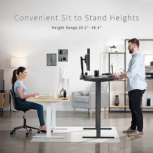 VIVO Electric Height Adjustable Wing-Shaped Stand Up Desk 71 x 24 inch - Black Frame/Table Top - DESK-KIT-1B3B