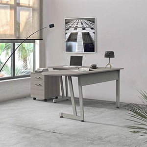 Linea Italia Workstation L-Shaped Corner Easy to Assemble Executive Desk | Computer Table for Home or Office, 55" x 71", Ash
