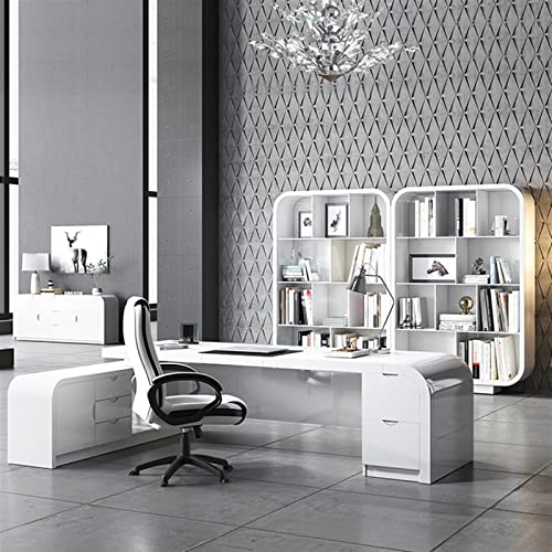 TAPHET Office Desk Lacquer Boss Table White - Manager's Shift Desk