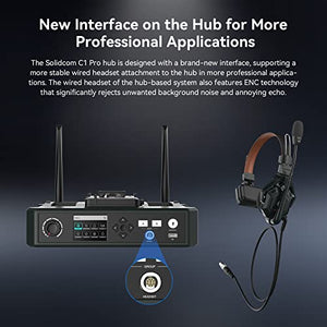 HollyView Hollyland Solidcom C1 PRO Wireless Intercom Headset System w/ HUB, 1100ft Range, Full-Duplex, 1.9GHz, PTT Mute - 5-Person Noise Cancelling