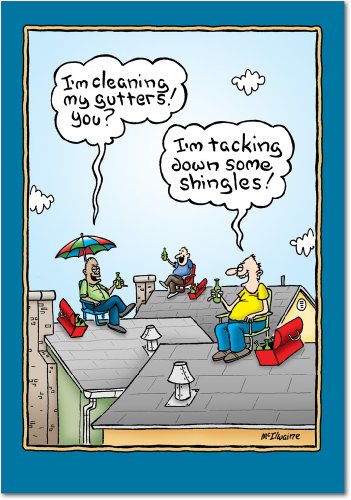 0366Z 'Dad On The Roof' - Funny Father's Day Greeting Card with 5" x 7" Envelope by NobleWorks