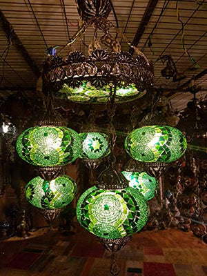 6 Green Globe Chandelier
