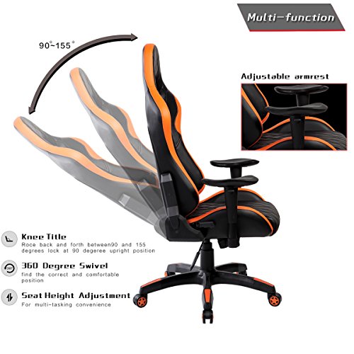 Ayvek Chairs JD-7219-OR SuperSwift Extreme Gaming Chair, Orange