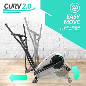 Bluefin Fitness CURV 2.0 Elliptical Cross Trainer | Home Gym | Exercise Step Machine | Air Walker | Compact | Kinomap | Live Video Streaming | Video Coaching & Training | Black & Grey Silver