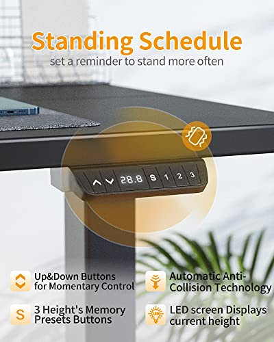 CubiCubi Electric Standing Desk, 63 x 24 Inches Height Adjustable, Ergonomic Black