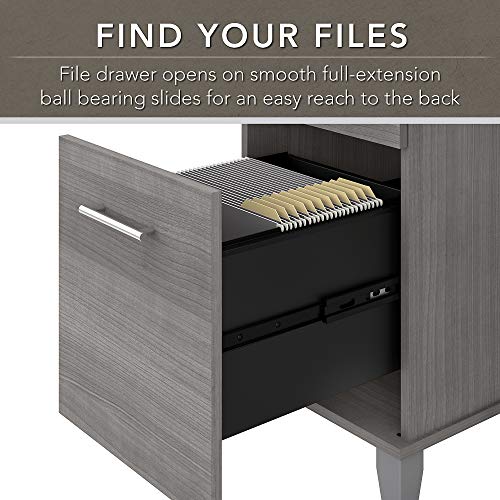 Bush Furniture Somerset Platinum Gray L Shaped Desk with Hutch and Bookcase, 72W