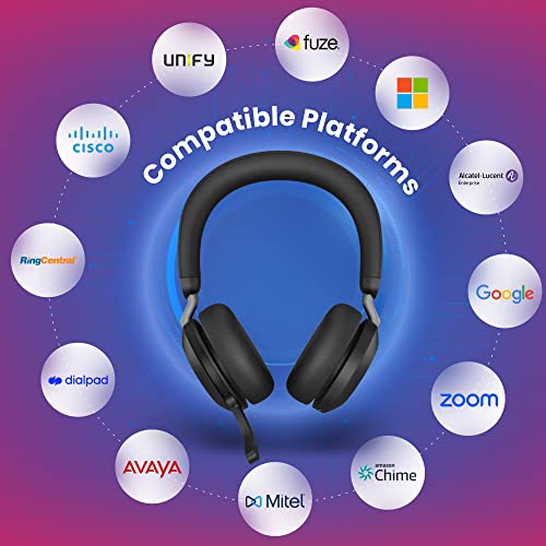 Global Teck Worldwide Jabra Evolve2 75 Wireless Headset Stereo MS with USB A Bluetooth Dongle, Zoom, Webex, Skype Compatible, 27599-999-999