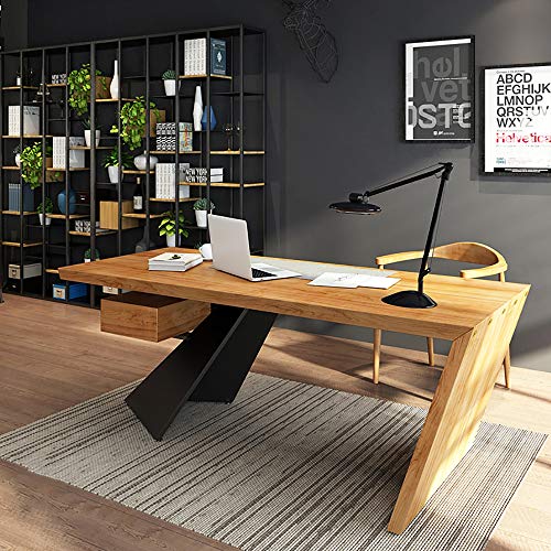 KgByy Wooden liveing Room Modern Industrial Minimalist Style Solid Writing Desk, Computer Desk Home Office Workstation,