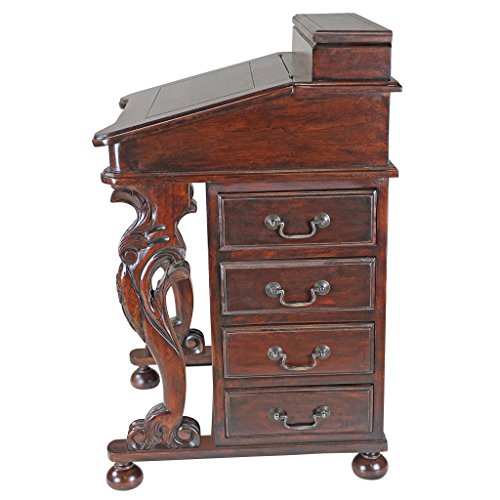 Design Toscano Captain's Davenport Home Office Desk, 33 Inch, Mahogany, Walnut