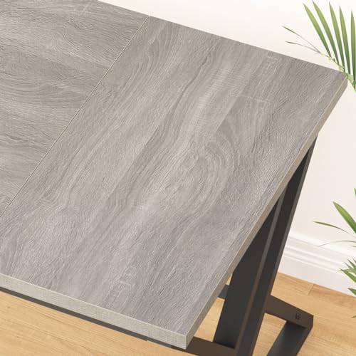 LVB Modern Industrial Double Workstation Desk, 70.8" Long, Light Grey Oak