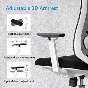 Logicfox Ergonomic Mesh Office Chair with 3D Armrests, Adjustable Lumbar & Headrest