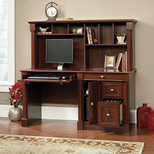Sauder 420513 Palladia Computer Desk and Hutch, L: 59.49" x W: 23.39" x H: 56.50", Select Cherry finish