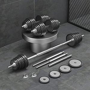 RUNWE 2021 Latest Pure steel Adjustable Dumbbells Weights Barbell Free Weight 40/60/90/110 Exercise Fitness 3 in 1 Lifting Workout Strength Training Connecting Rod Home Gym Office