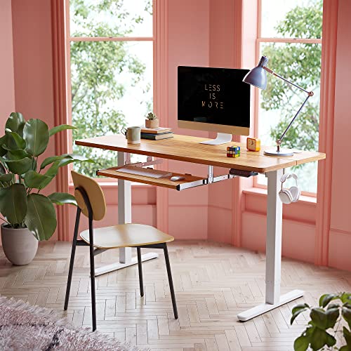 BANTI Adjustable Height Standing Desk 63''x24'' with Keyboard Tray, Sit Stand Up Desk for Home Office, Light Rustic Brown