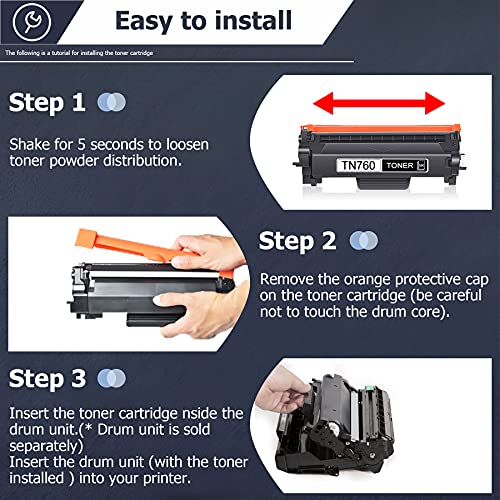 8 Pack Black TN-760 Compatible High Yield Toner Cartridge Replacement for Brother TN760 MFC-L2710DW L2750DW L2750DWXL HL-L2350DW L2370DW/DWXL L2390DW L2395DW Printer Toner Cartridge,Sold by JETACOLOR.