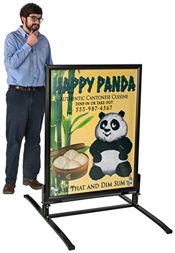 Displays2go 30 x 40 Inch Sidewalk Sign, Waterproof, Snap Frame, Spring Base, 2 Sided, Black (OWS3040B)